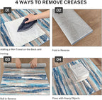Small Abstract Area Rug, Entryway Rug Washable Door Mat Indoor Entrance, 2x3 Washable Rug Non-Slip, Soft Blue Kitchen Rugs Thin Print Faux Wool Floor Carpet Throw Rugs for Foyer Front Door Sink