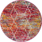 Unique Loom Trellis Frieze Collection Area Rug - Geometric (3' Round, Multi/ Ivory)