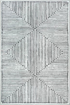 Bloom Rugs Washable Non-Slip 6' x 9' Rug - Black/Ivory Striped Area Rug for Living Room, Bedroom, Dining Room, and Kitchen - Exact Size: 6' x 9'
