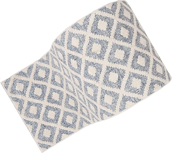 Well Woven Custom Size Runner - Choose Your Length - Ainsley Blue Diamond Trellis Geometric Tribal - 27 Inches Wide x 7 Feet Long Runner (27" x 7' Runner) Rug