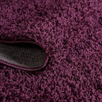 Unique Loom Solid Shag Collection Area Rug (4' 1" Round, Eggplant Purple)