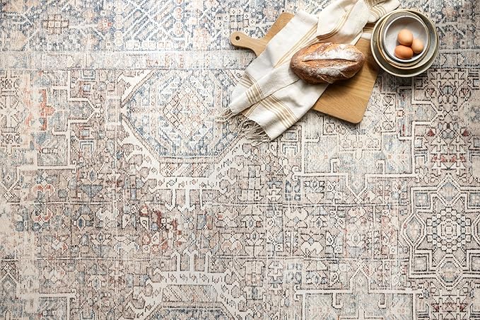 Loloi Chris Loves Julia Jules Collection JUL-07 Natural/Ocean 9'-6'' x 14', .13" Pile Height, Area Rug