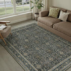 Area Rug 5x7 Black Washable Vintage Living Room Carpetb Traditional Distressed Bedroom Indoor Soft Non Slip Large Rug Retro Thin Low Pile Floor Cover for Office Dining Room