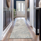 Rugshop Marble Swirl Distressed Gray Area Rug 2' 3" x 12' Runner Ideal for Hallway, Kitchen, Entryway, or Behind The Sofa