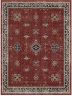 RUGGABLE Washable Vintage Area Rug – Verena Amber Red 9x12, Stain-Resistant, Non-Slip – Large Machine Washable Rugs for Living Room, Bedroom, Hallway, Entryway & Office–with Standard Pad
