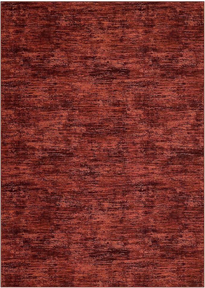 RUGSREAL Washable Rug 10x13 for Living Room Modern Abstract Area Rug Non-Slip Large Contemporary Bedroom Rug Stain Resistant Aesthetic Accent Floor Carpet Foldable Solid Rug for Home Office, Red