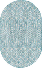 Unique Loom Outdoor Trellis Collection Area Rug - Tribal Trellis (3' 3" x 5' 3" Oval, Aqua/ Ivory)