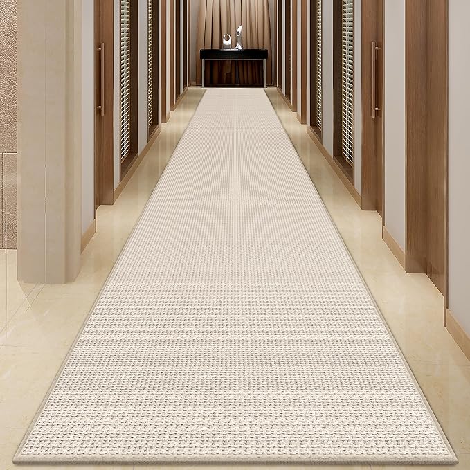GOYLSER 20 ft Extra Long Runner Rugs for Hallways, Rubber Backed Kitchen Floor Mat Non Slip, Absorbent Beige Entry Way Runner Rugs Indoor