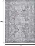 Bloom Rugs Washable 6' x 9' Rug - Ivory/Silver Gray Traditional Area Rug for Living Room, Bedroom, Dining Room, and Kitchen - Exact Size: 6' x 9'