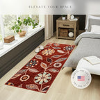 Maples Rugs Reggie Floral Runner Rug - Made in USA - Washable, Non Slip Indoor Carpet for Kitchen, Hallway, and Laundry Room, 2'6" x 5', Merlot