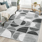 MUJOO 5x7 Area Rugs,Washable Rugs for Living Room Bedroom,Large Boho Throw Floor Carpet Non Slip Soft Modern Abstract Black and Grey