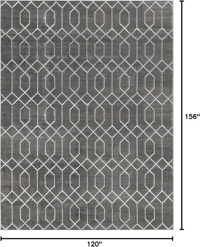 Unique Loom Glam Collection Area Rug - Trellis (10' x 13' Rectangle, Gray Silver/ Silver)