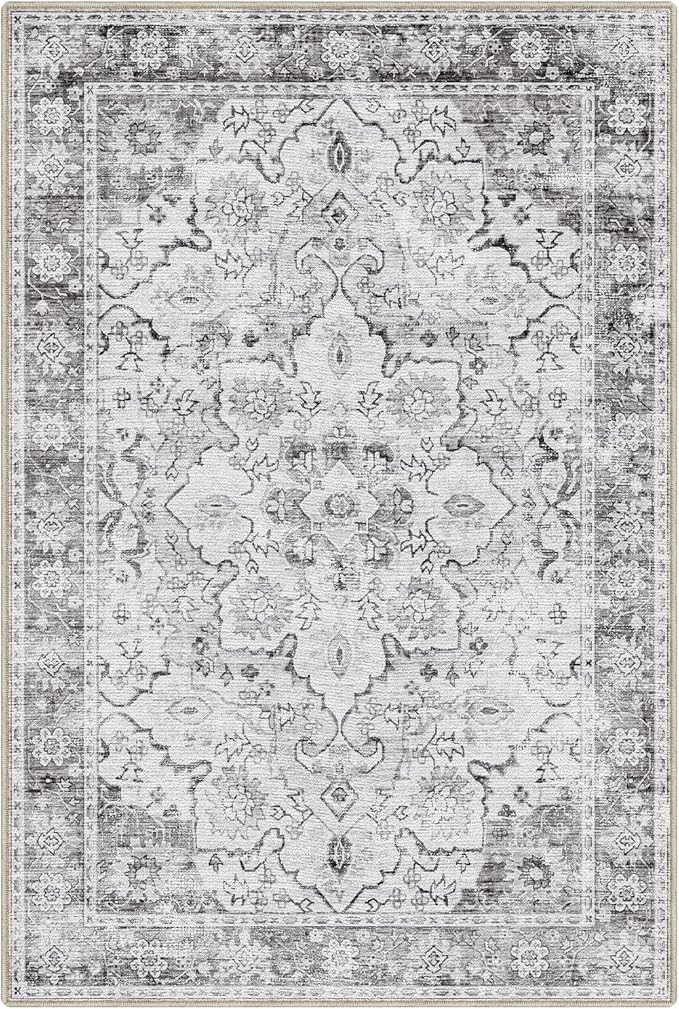 LUMI Washable Area Rug 8x10 for Living Room, Ultra Soft Stain Resistant Carpet with Non Slip Rubber Backing, Non-Shedding Low Pile Rugs for Bedroom, Dining Room, Indoor, Office