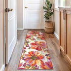 Rugshop Multi Bright Flowers Non Slip Non-Shedding Runner Rug for Hallway, Kitchen and Entryway, 2' x 10'
