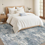 Nakagishi 9x12 Area Rugs Living Room: Washable Abstract Large Neutral Soft Rug Stain Resistant Modern Indoor Floor Non-Slip Carpet for Bedroom Nursery Kids Playroom Office Dining Room Dorm-Blue Brown