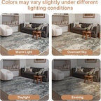 GENIMO Washable 6x9 Area Rugs for Living Room, Non Slip Modern Abstract Rug, Machine Washable Stain Resistant Low Pile Soft Carpet for Bedroom, Dining, Office, Black Grey