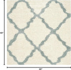 SAFAVIEH Dallas Shag Collection Area Rug - 4' Square, Ivory & Light Blue, Trellis Design, Non-Shedding & Easy Care, 1.5-inch Thick Ideal for High Traffic Areas in Living Room, Bedroom (SGD257J)