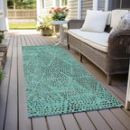Addison Rugs Chantille ACN591 Teal 2'3" x 7'6" Indoor Outdoor Hallway Runner Rug, Stain Resistant Washable Kitchen Area Carpet for Bathroom, Laundry and Bedroom Rug
