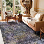 Kokia Abstract Area Rugs Washable Indoor 6x9 Rug Boho Distressed Retro Low Pile Non-Slip Non-Shedding Black Gray Carpet Bedroom Living Room Dining Room, Oslo Nebula