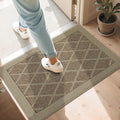 COSY HOMEER Non-Slip Door Mat 24"x36", Entryway Rugs Low Profile Absorbent Dirt Trapper Doormat for Front Entrance, Washable Polypropylene Entry Mat (Beige)
