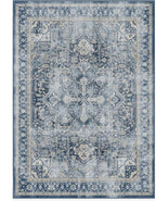 RUGGABLE Washable Vintage Area Rug – Kamran Admiral Blue 5x7, Stain-Resistant, Non-Slip – Medium Machine Washable Rugs for Living Room, Bedroom, Hallway, Entryway & Office–with Standard Pad