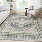 zesthome 5x7 Area Rugs - Ultra-Thin Washble Rug, Stain Resistant Anti Slip Backing Rugs for Living Room,Bedroom, Vintage Home Decor Area Rug (Wheat/Charcoal,5'x7')