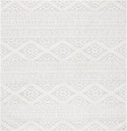 SAFAVIEH Tulum Collection Area Rug - 10' Square, Ivory & Light Grey, Moroccan Boho Tribal Design, Non-Shedding & Easy to Clean, Ideal for Living Room, Bedroom, Dining Space (TUL272G)