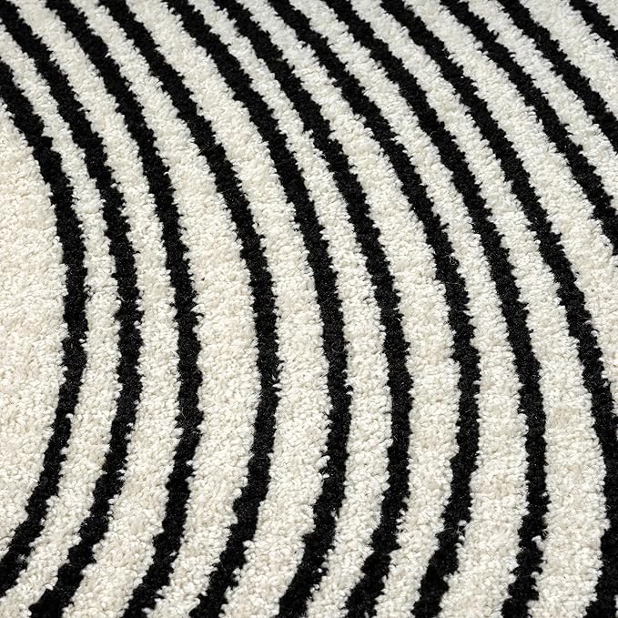 Abani Nuevo Beige Black Swirls Modern Area Rug 3' x 6' for Living Room, Bedroom - Abstract Design - Durable & Easy to Clean