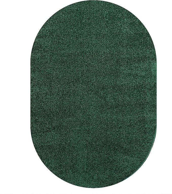 Eyely UES100L-6OV Supersoft Haze Solid Low-Pile Indoor Area Rug, Coastal, Bohemian, Minimalist, Classic, Casual for Bedroom,Kitchen,Living Room,Non Shedding,Easy-Washing, Green, 6 X 9 Oval