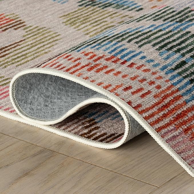 Dash & Albert Bloom Multi Machine Washable Rug, 8.5 X 11.5 Feet, Blue/Ivory Floral Pattern