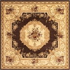 Rugs.com Chateau Collection Rug – 7' 10 Square Brown Medium Rug Perfect for Living Rooms, Kitchens, Entryways