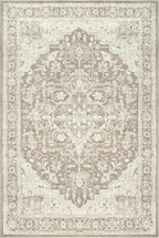 Bloom Rugs Washable Non-Slip 6' x 9' Rug - Light Brown Traditional Medallion Area Rug for Living Room, Bedroom, Dining Room, and Kitchen - Exact Size: 6' x 9'
