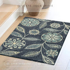 Maples Rugs Reggie Floral Kitchen Rug - Made in USA - Washable, Non Slip Indoor Carpet for Entryway, Foyer, Kitchen, and Bathroom, 2'6 x 3'10, Persian Blue