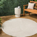 JONATHAN Y Hallie High-Low Curve Ivory/Cream 7' Round Indoor/Outdoor Area Rug, Minimalist, Pet Friendly, Non-Shedding, Stain Resistant, Hose-Washable for Backyard, Patio, Porch (SCN100B-7R)