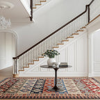 Dash & Albert Balsam Kilim Multi Machine Washable Rug, 6 X 9 Feet, Red Geometric Pattern