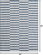 Unique Loom Outdoor Striped Collection Area Rug - Striped (5' 3" x 7' 1" Rectangle Blue/Ivory)