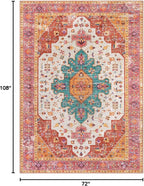 Moynesa Ultra-Thin Washable Pink Area Rug - 6x9 Large Boho for Girls Bedroom, Dining Room, Non-Shed Playroom, Office, Indoor Printed Boho Floor Carpet for Living Room Decor