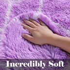 ONASAR Area Rugs for Bedroom Living Room, Washable 4x6 Fluffy Purple and White Throw Rug, Boho Geometric Soft Shaggy Fuzzy Plush Indoor Floor Carpet for Kids Teen Nursery Dorm Home Decor Aesthetic