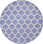 Rugs.com Lattice Collection Rug – 8 Ft Round Light Blue Medium Rug Perfect for Kitchens, Dining Rooms