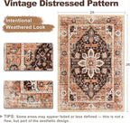 XWZO Entryway Area Rug 2x3ft — Soft Vintage Low Pile Non-Slip Backing Door Mat for Bedroom Bathroom Kitchen Laundry, Spill Resistant Washable Small Indoor Carpet for Doorway & Entrance, Brick Red