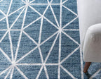 Rugs.com Lattice Trellis Collection Rug – 3 Ft Round Blue Low-Pile Rug Perfect for Kitchens, Dining Rooms