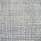 Hand-Tufted 100% Wool Pile Area Rug – Geometric Textured Grid Check Pattern – Thick and Durable Floor Carpet for Bedroom, Living Room, Kids Room, and Dining Area (Indigo Blue, 6' x 6')
