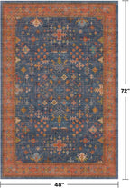 Washable 4x6 Small Rug for Living Room, Area Rug for Kitchen, Bedside, Large Entryway Indoor - Stain Resistant Non Skid Non Slip with Rubber Backing, Boho Aethestic Décor (4x6 Navy Blue)