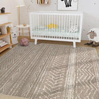 Nakagishi 7x9 Area Rugs Living Room: Washable Boho Large Neutral Soft Farmhouse Rug Stain Resistant Modern Geometric Non-Slip Indoor Floor Carpet for Bedroom Nursery Kids Playroom Office Dining Room