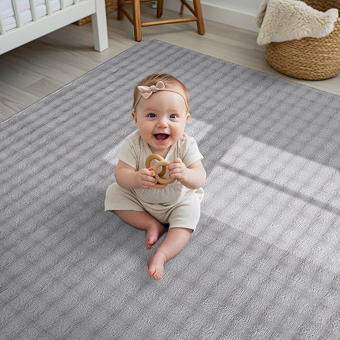 CAMILSON Modern Gray Non Slip Rug 8x10 Ultra Soft High Pile Area Rugs Non Skid Rubber Backing Durable & Easy to Clean Carpet for Living Room Bedroom Kids Room Indoor Use (8 x 10 Gray)