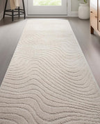Well Woven Custom Size Hallway Stair Runner - Choose Your Length - 27 Inches Wide x 45 Feet Long Runner (27" x 45' Runner) Rug - Ivory Sibi Soft Touch, Modern Abstract - Hi-Lo Pile