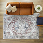 Washable Area Rug. Modern Farmhouse. Vintage. Turkish. Bohemian. Distressed. Oriental. Traditional. Rugs for Living Room. Dining. Bedroom. Office. Entryway. Foyer. (858RM, 9'5" x 14')