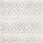 SAFAVIEH Adirondack Collection Area Rug - 6' Square, Ivory & Light Blue, Modern Diamond Distressed Design, Non-Shedding & Easy Care, Ideal for High Traffic Areas in Living Room, Bedroom (ADR131T)