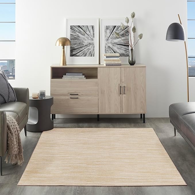 Nourison Home Nourison Essentials Ivory Gold 5' x 7' Area Rug - Easy Clean, Non Shedding, Bed Room, Living Room, Dining Room, Kitchen (5' x 7')