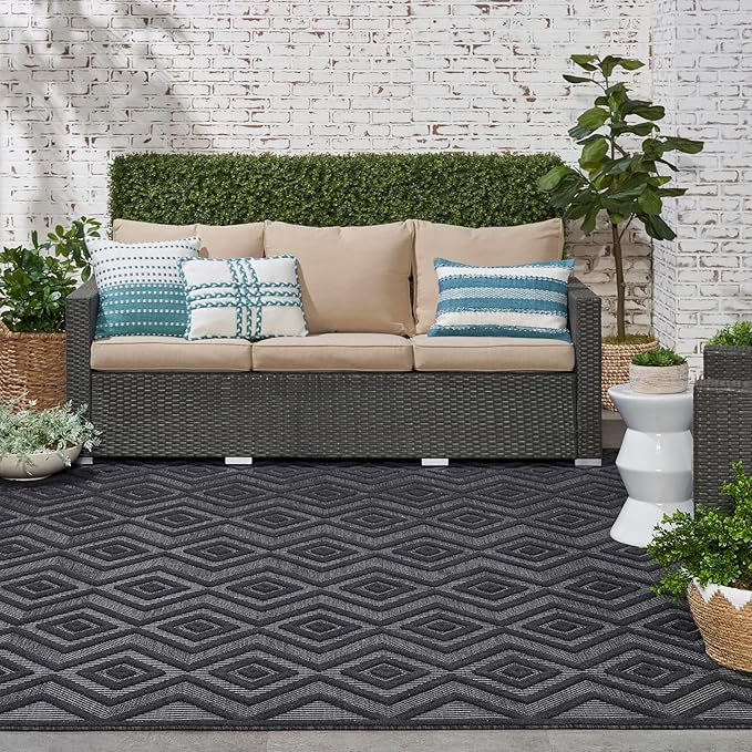 Nourison Home Versatile Charcoal Black 7' x 10' Area Rug - Easy Clean, Non Shedding, Bed Room, Living Room, Dining Room, Kitchen (7' x 10')